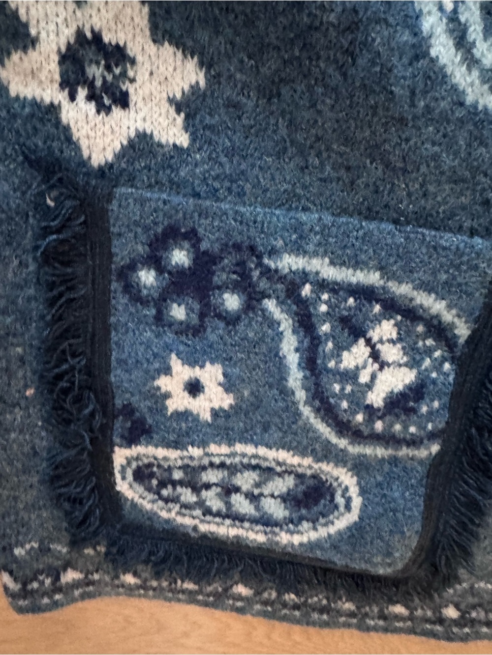 Blue bandana cardigan sweater jacket with fringe-- nwt - Picture 4 of 6